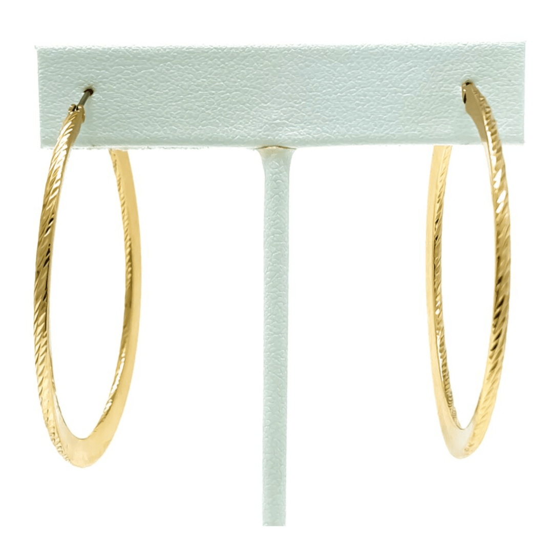 Gold Hoop Twisted Flat Back Earrings - Fashion Jewelry