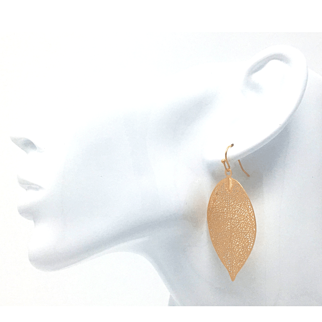 Gold Leaf Dangle Nature Fashion Earrings For Women - Statement Jewelry