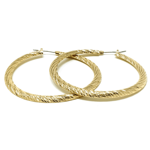 Twisted Flat Back Gold Hoop Earrings - Fashion Jewelry