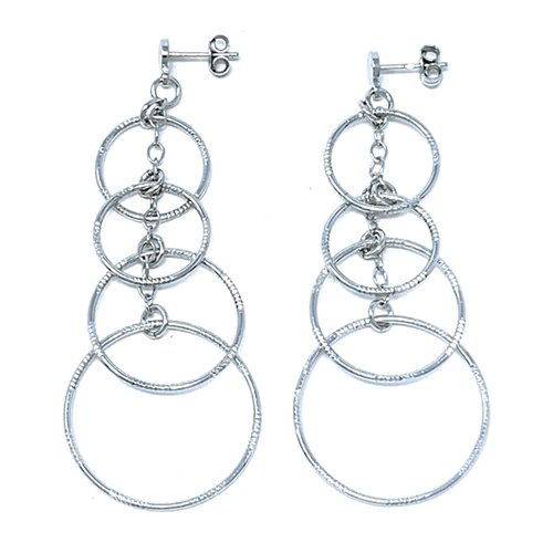 Graduated Multi Circle Textured Sterling Silver Stud Earrings - SeaSpray Jewelry