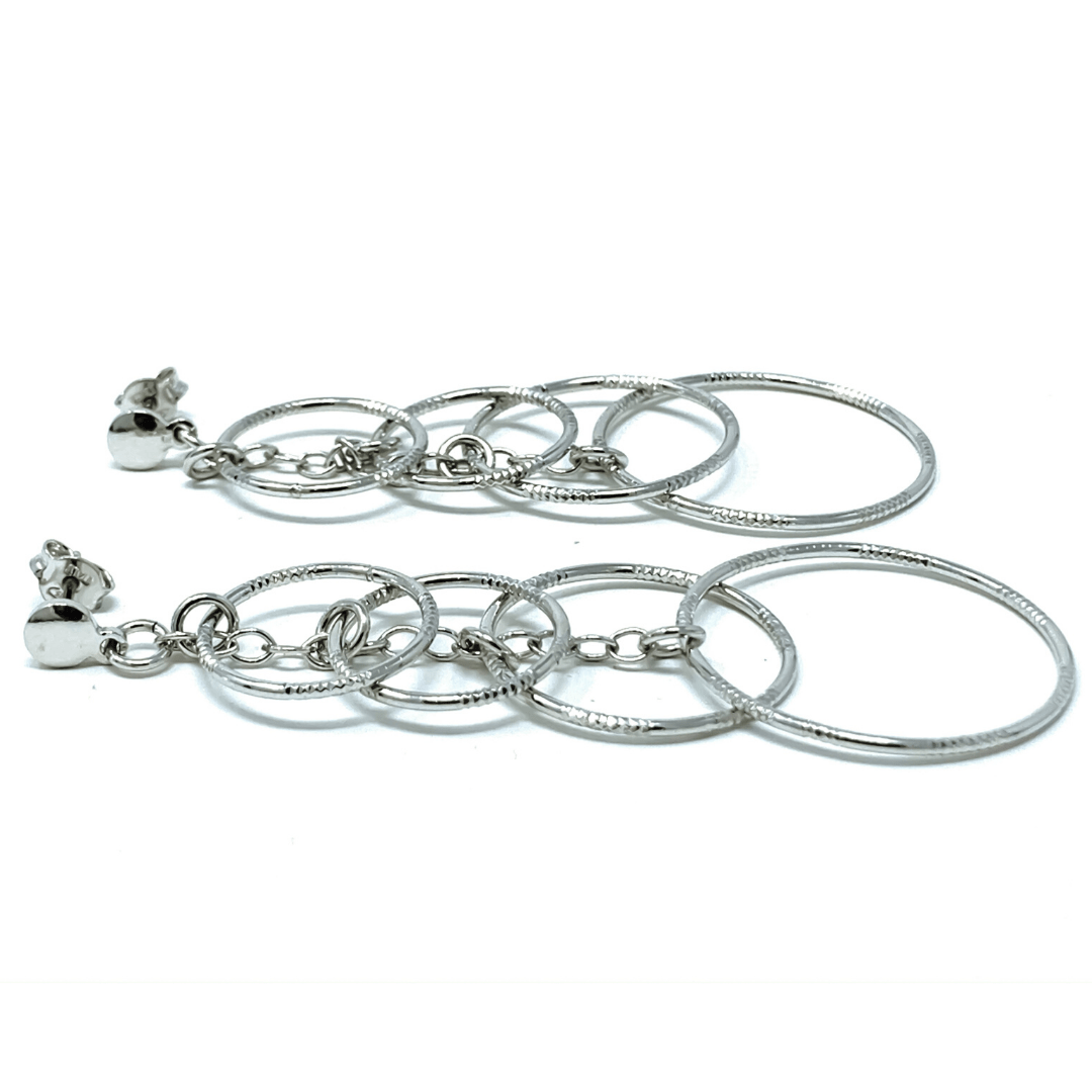 Graduated Multi Circle Textured Stud Sterling Silver Earrings - SeaSpray Jewelry