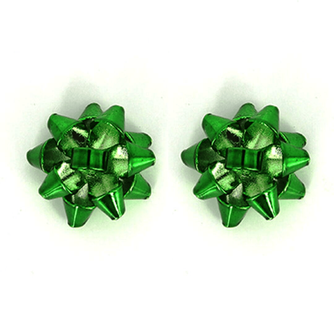 Green Bow Stud Christmas Earrings - Christmas Jewlery