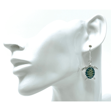 Green Turquoise Silver Sea Turtle Beach Earrings For Women - Fashion Jewelry

