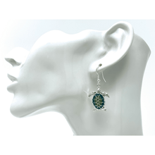 Green Turquoise Silver Sea Turtle Dangle Earrings For Women - Fashion Jewelry
