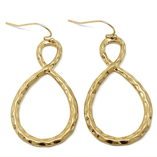 Hammered Gold Infinity Twisted Hoop Earrings - Women's Fashion Earrings
