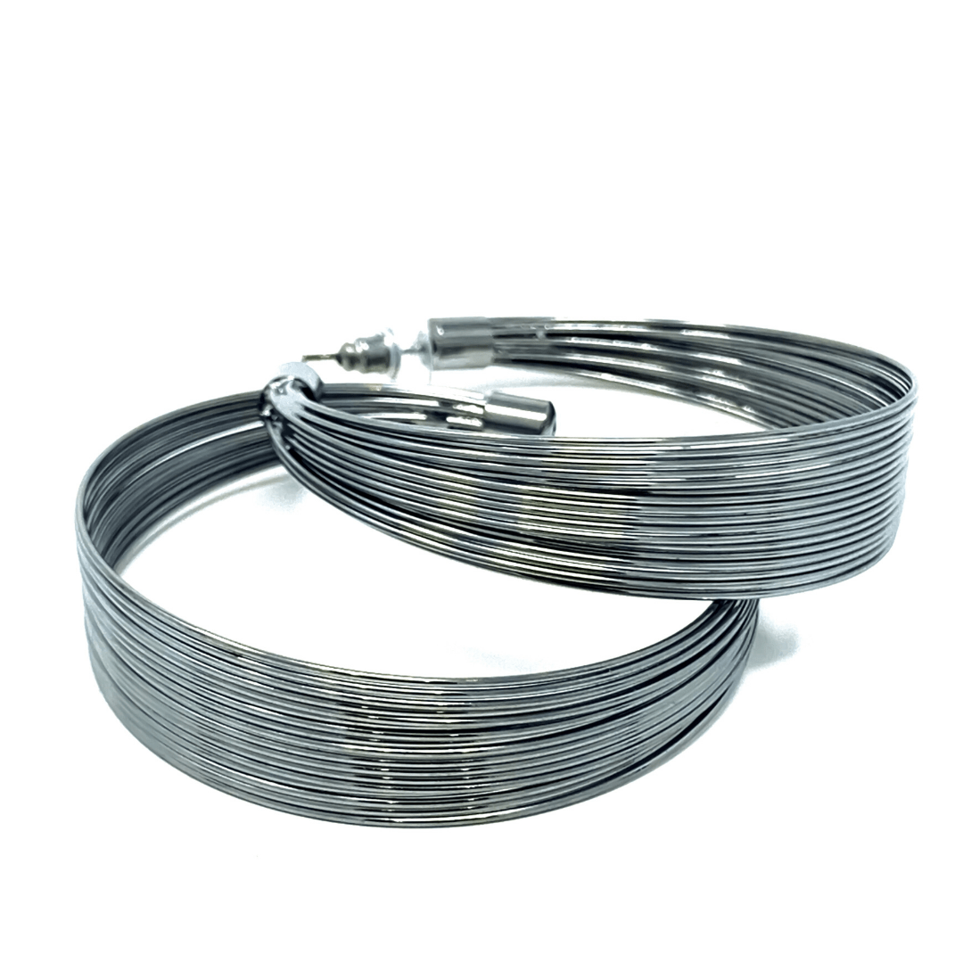 Hematite Chunky Hoop Earrings For Women