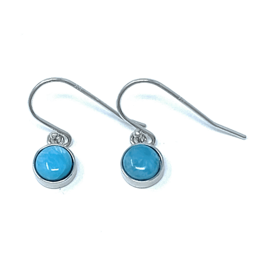 Larimar Circle Sterling Silver Dangle Earrings - SeaSpray Jewelry