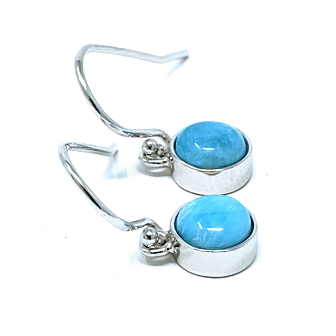 Larimar Dangle Circle Sterling Silver Earrings - SeaSpray Jewelry