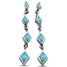Larimar Diamond Shape Sterling Silver Stud Earrings - SeaSpray Jewelry

