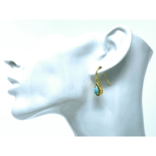 Larimar &amp; Sapphire Gold Teardrop Earrings - SeaSpray Jewelry

