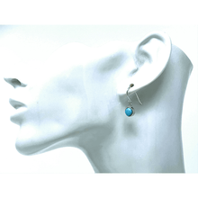 Larimar Sterling Silver Dangle Circle Earrings - SeaSpray Jewelry
