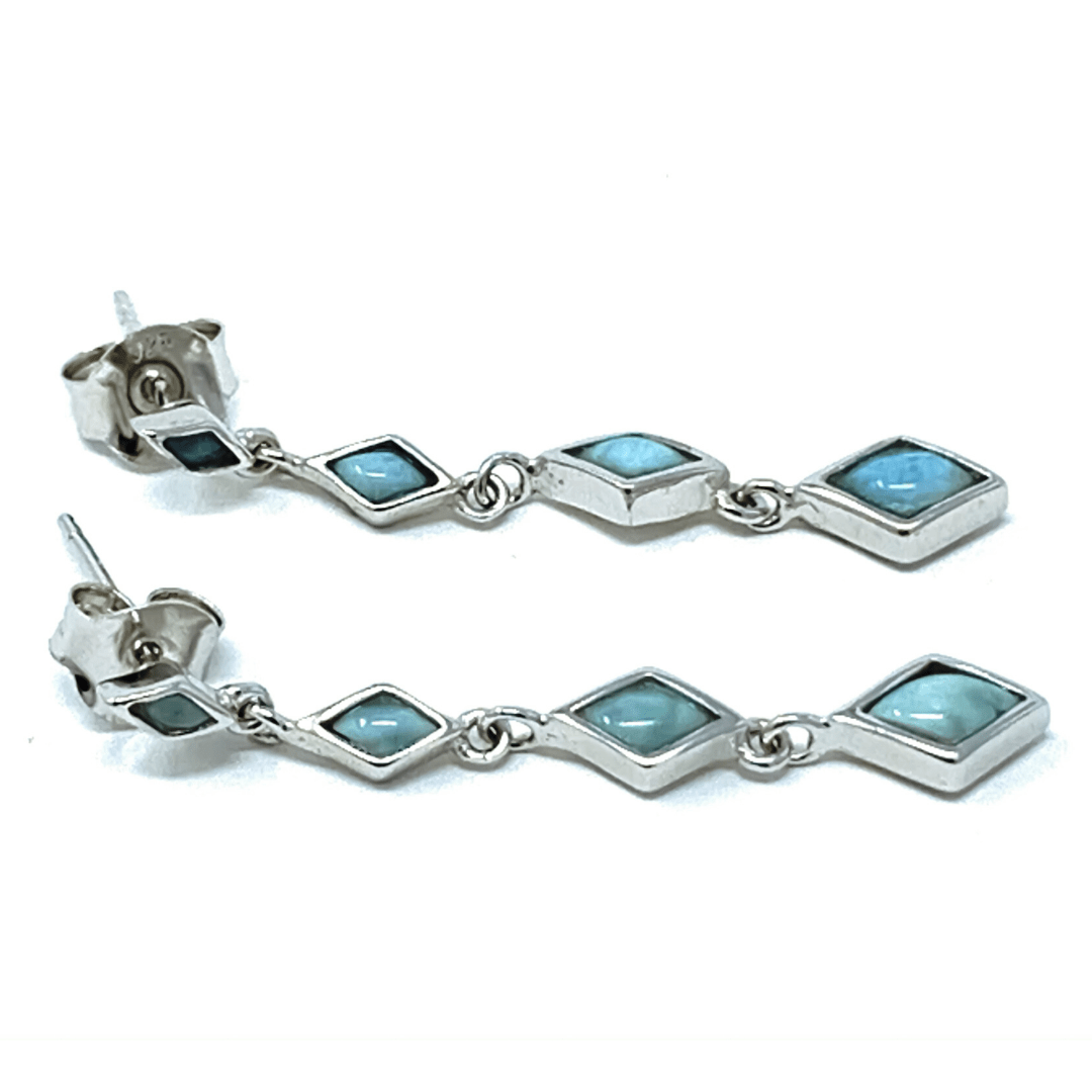 Larimar Sterling Silver Dangle Earrings - SeaSpray Jewelry