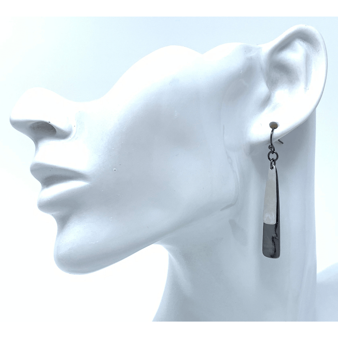 Layered Black & Silver Teardrop Dangle Earrings For Women - Fashion Jewelry