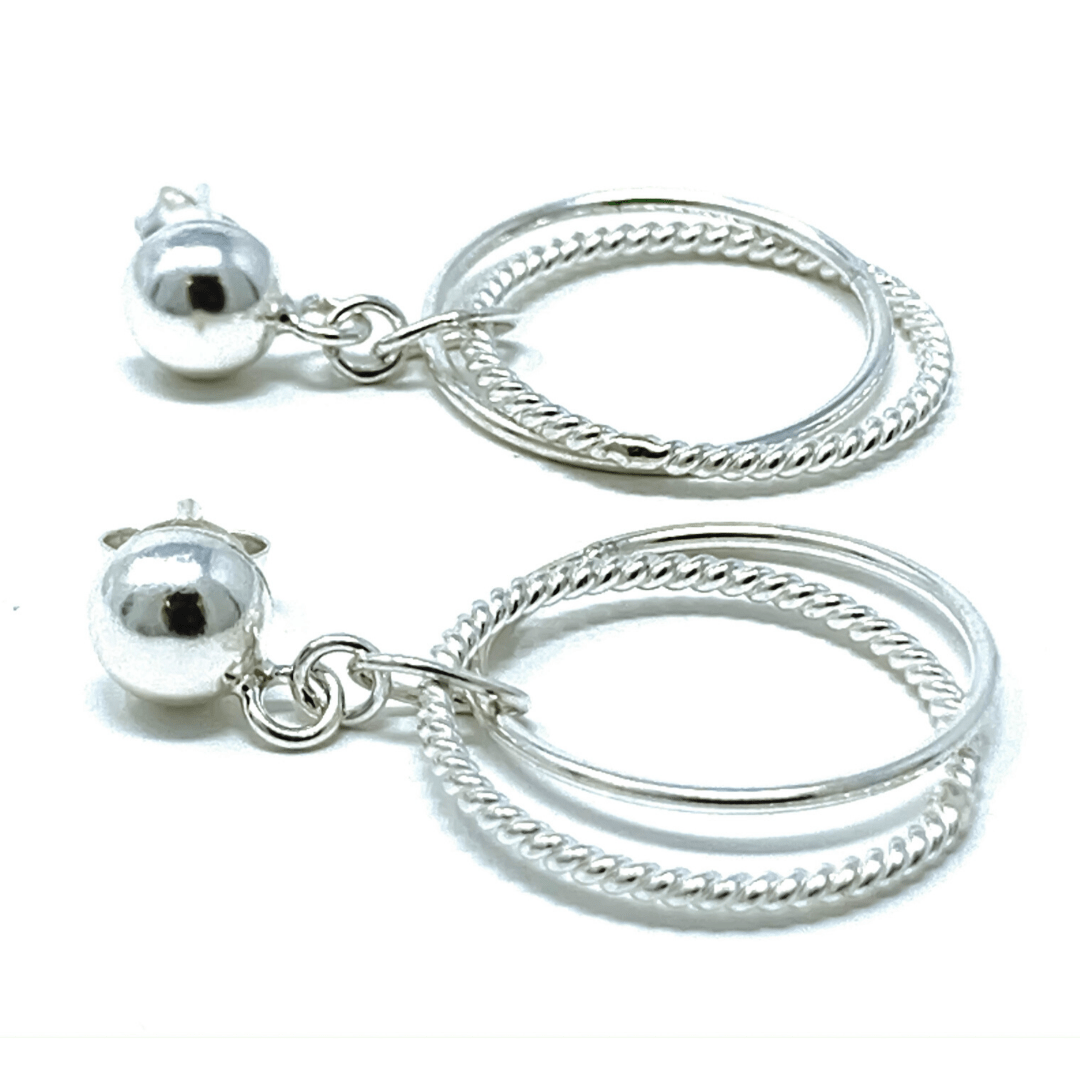 Linked Circle Hoop Sterling Silver Dance Earrings - SeaSpray Jewelry