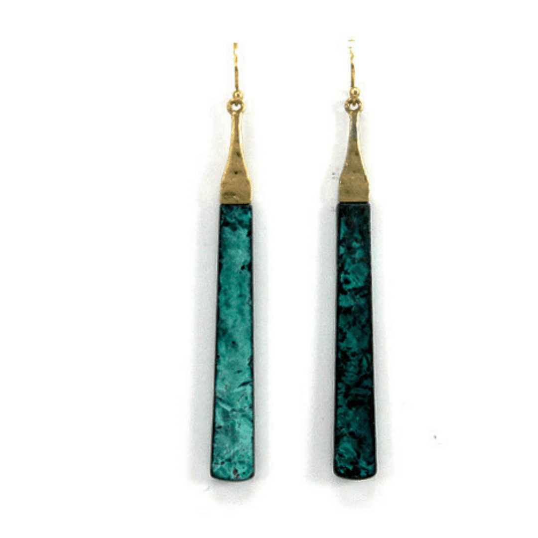 Rustic Patina Bar Dangle Boho Earrings - Fashion Jewelry