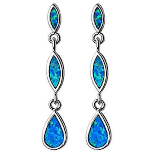 925 Sterling Silver Lab Created Opal Earrings