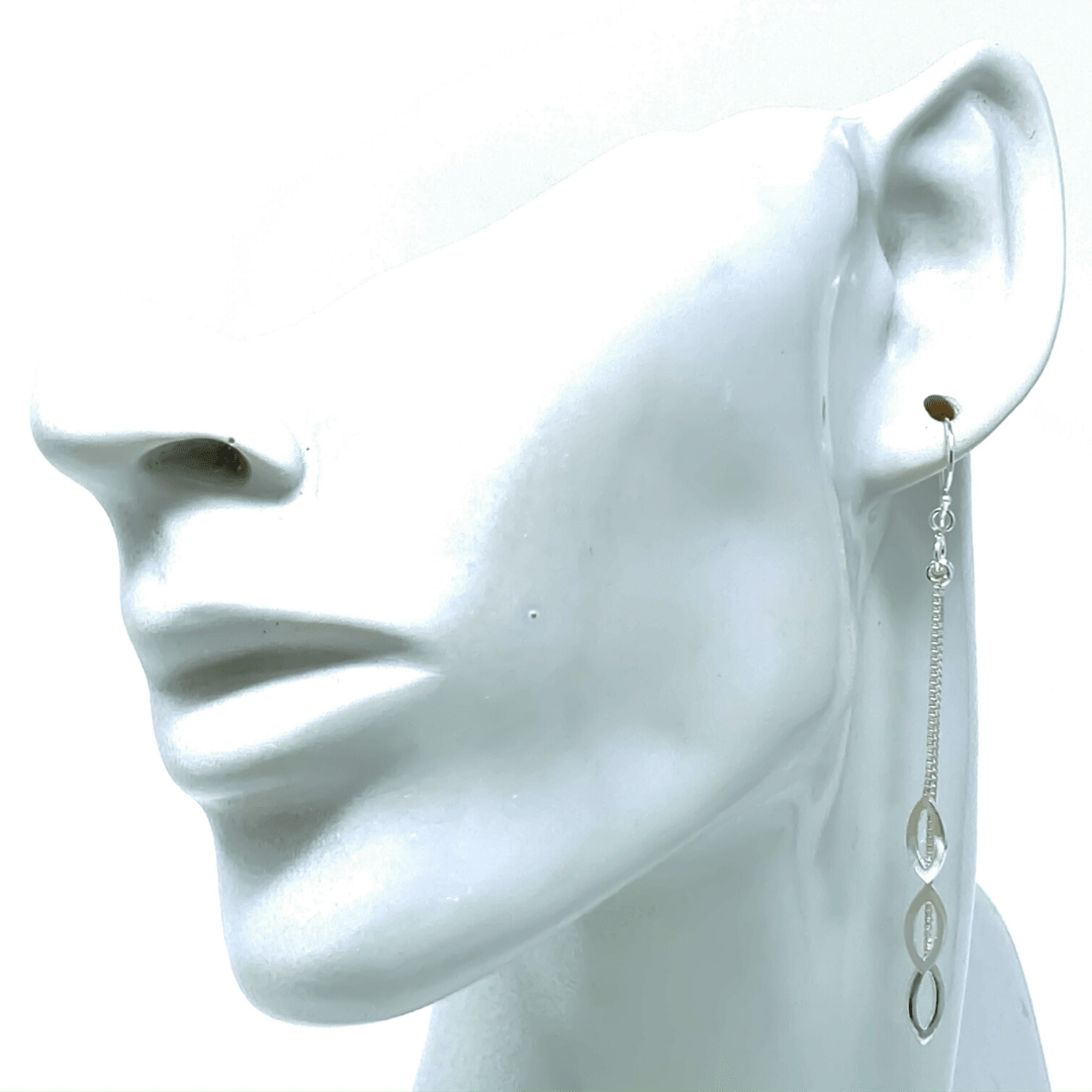 Marquise Dangle Multi Chain Sterling Silver Earrings - SeaSpray Jewelry