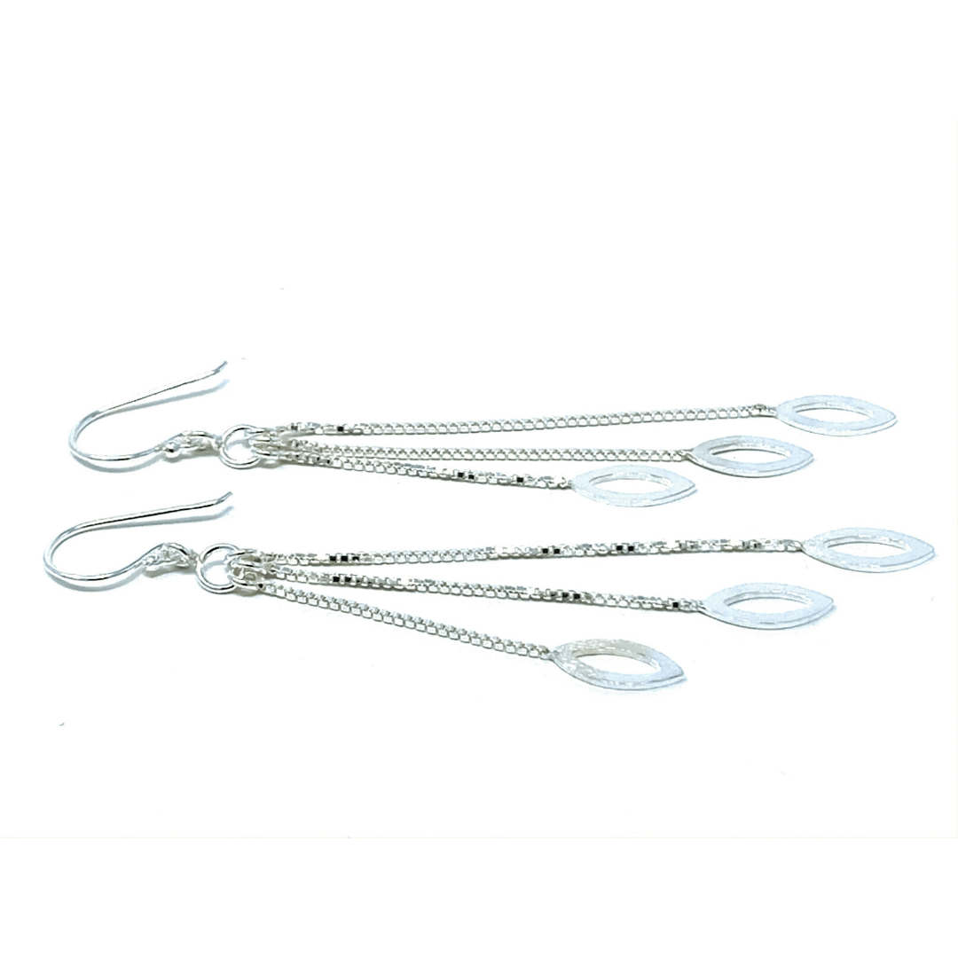 Marquise Multi Chain Sterling Silver Earrings - SeaSpray Jewelry