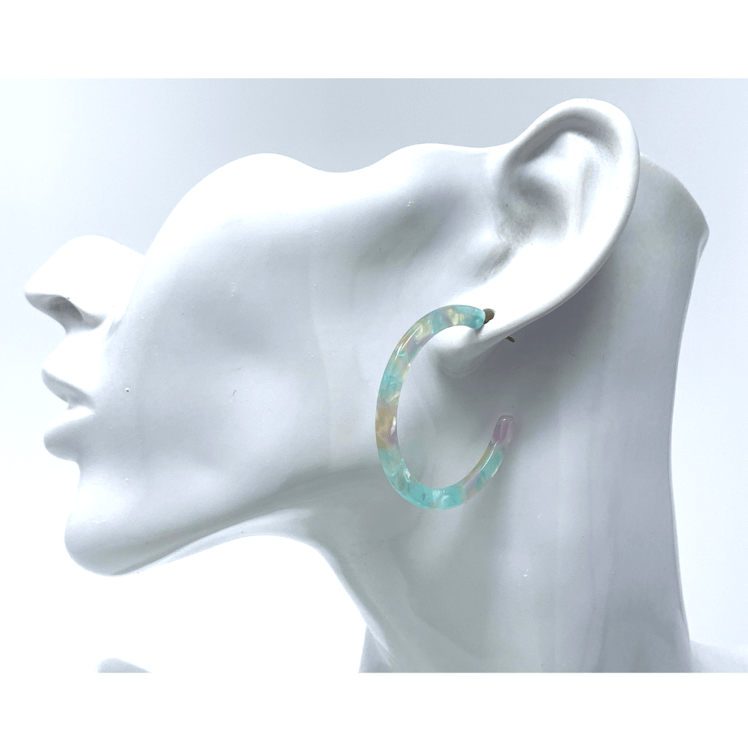 Multi Color Resin Circle Hoop Earrings - Statement Jewelry