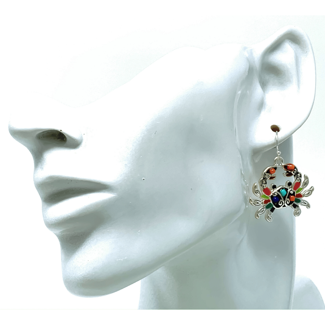 Multi Color Seed Bead Crab Beach Earrings - Beach Jewelry