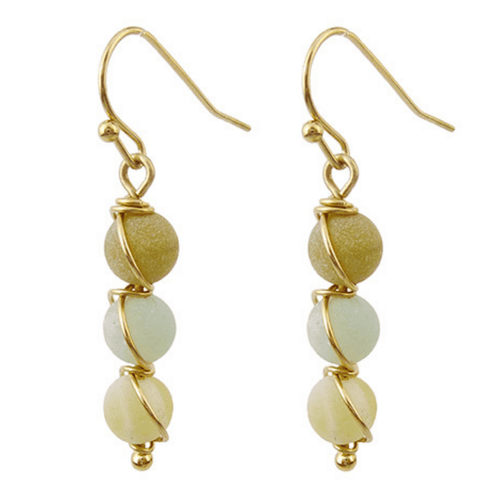 Natural Stone Gold Wrap Dangle Earrings For Women - Fashion Jewelry