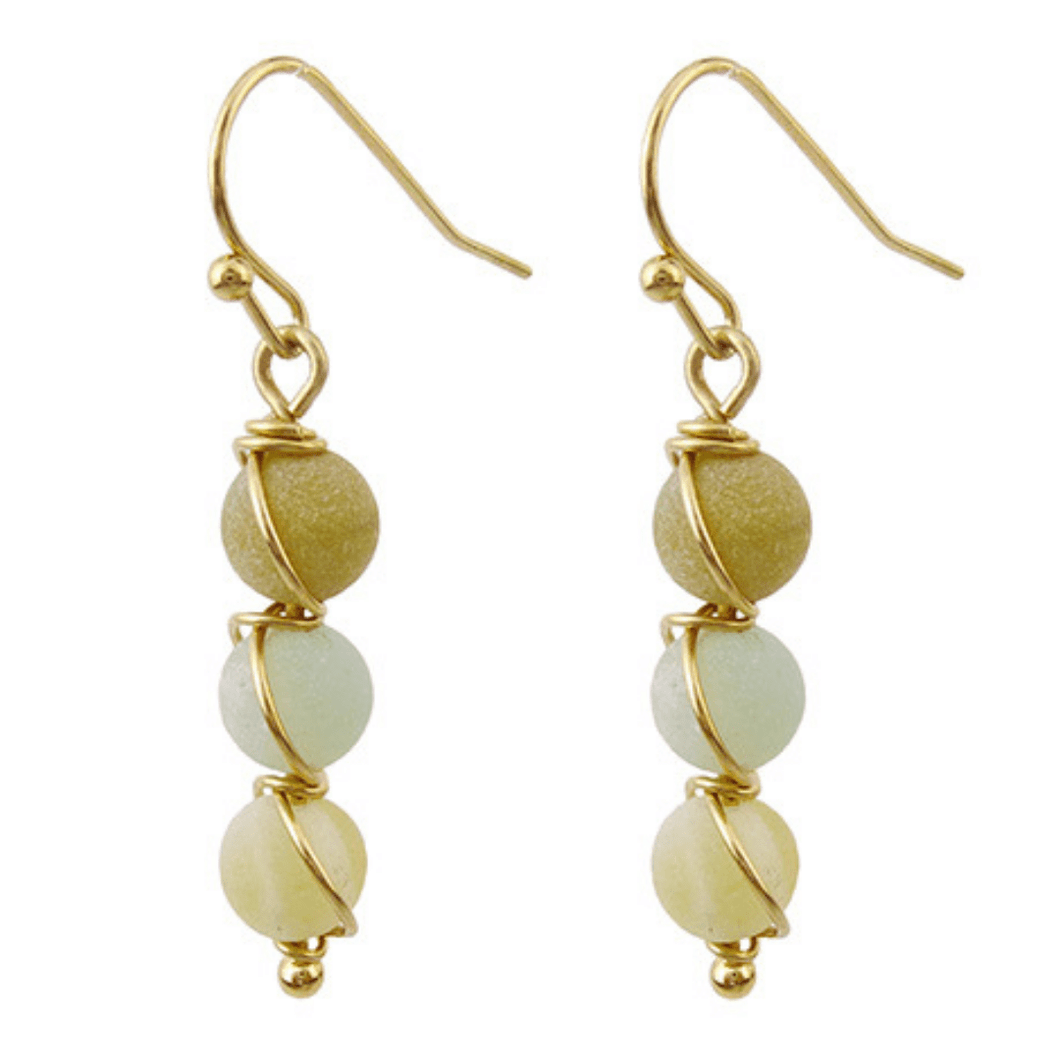 Natural Stone Gold Wrap Dangle Earrings For Women - Fashion Jewelry