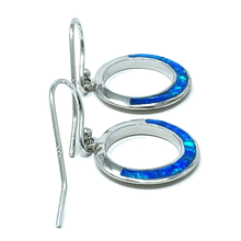 Open Circle Sterling Silver Blue Opal Earrings - SeaSpray Jewelry
