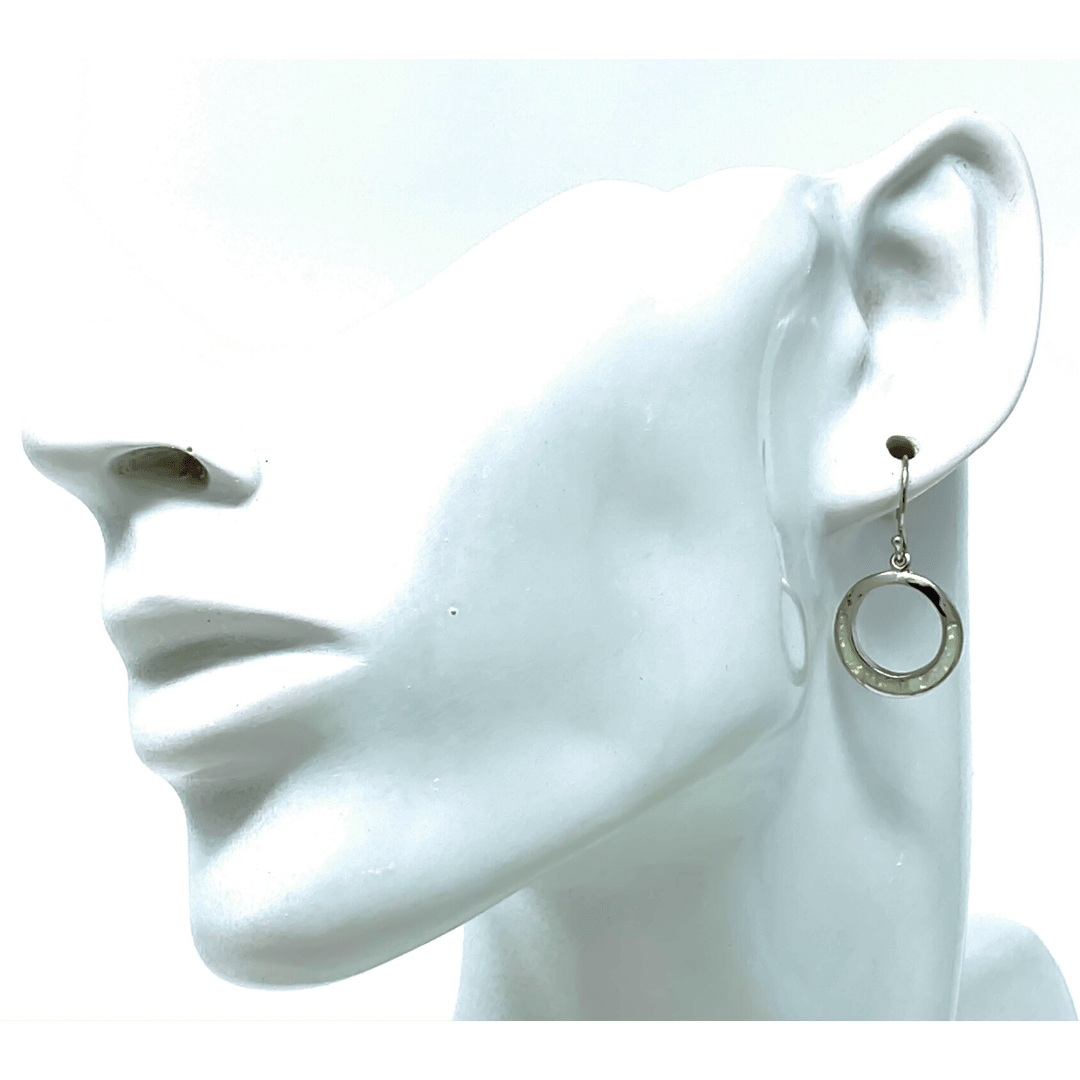 Open Circle White Opal Sterling Silver Earrings - SeaSpray Jewelry