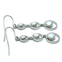 Open Circle White Opal Sterling Silver Earrings - SeaSpray Jewelry
