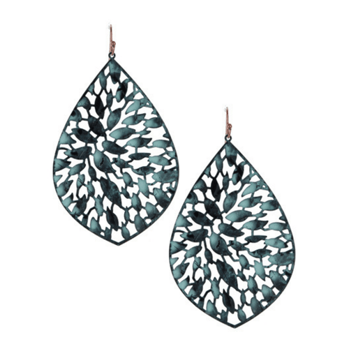 Patina Teardrop Filigree Statement Earrings For Women - Fashion Jewelry