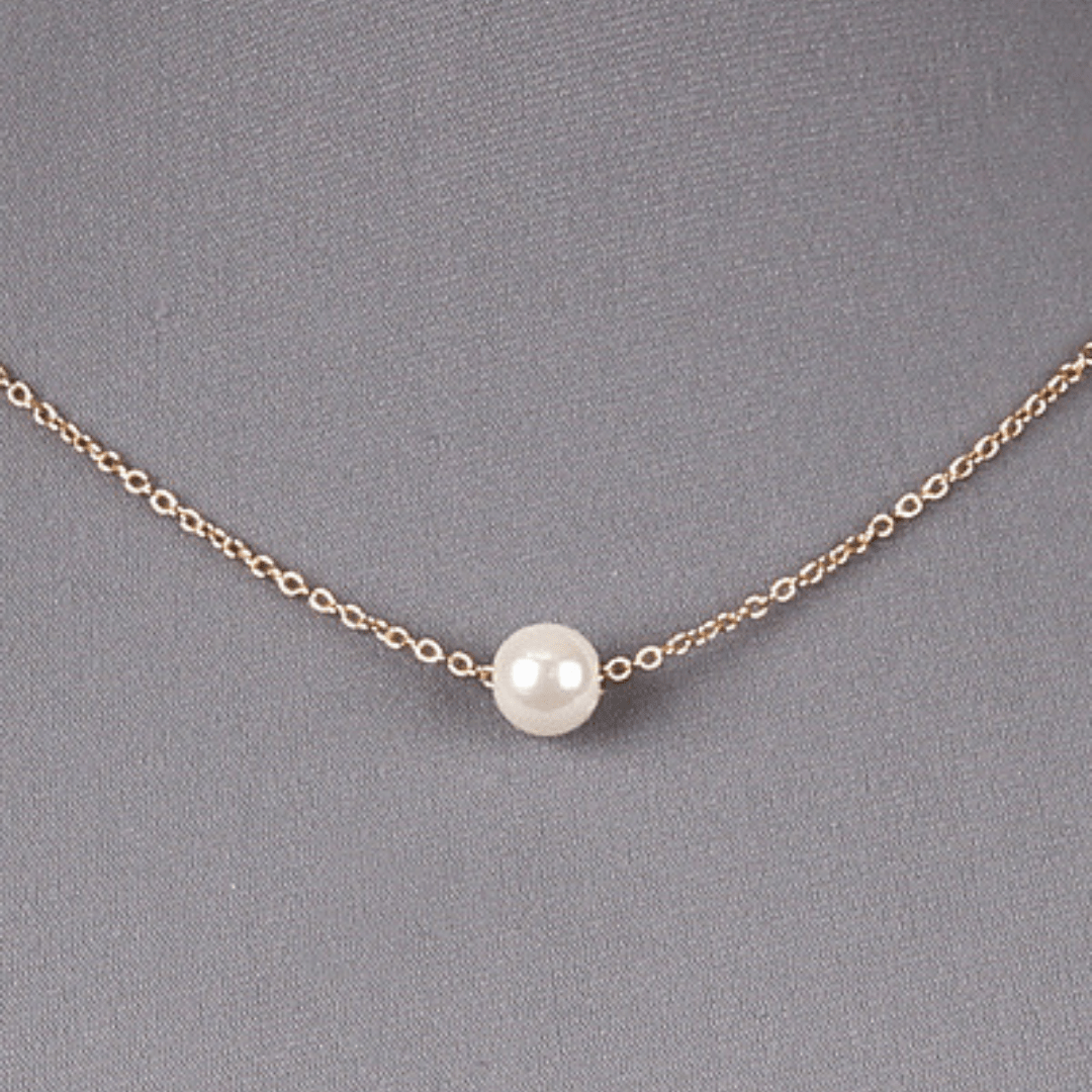 Single Pearl Gold Chain Necklace - Costume Jewelry