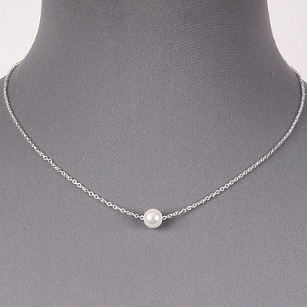 Pearl Necklace Silver Chain Wedding Bridal Bridesmaid Fashion Jewelry