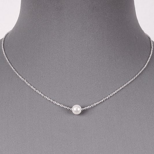 Pearl Necklace Silver Chain Wedding Bridal Bridesmaid Fashion Jewelry