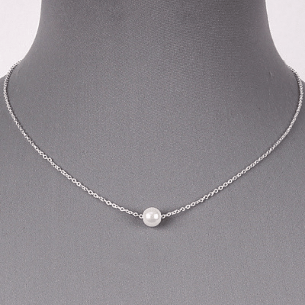Pearl Necklace Silver Chain Wedding Bridal Bridesmaid Fashion Jewelry