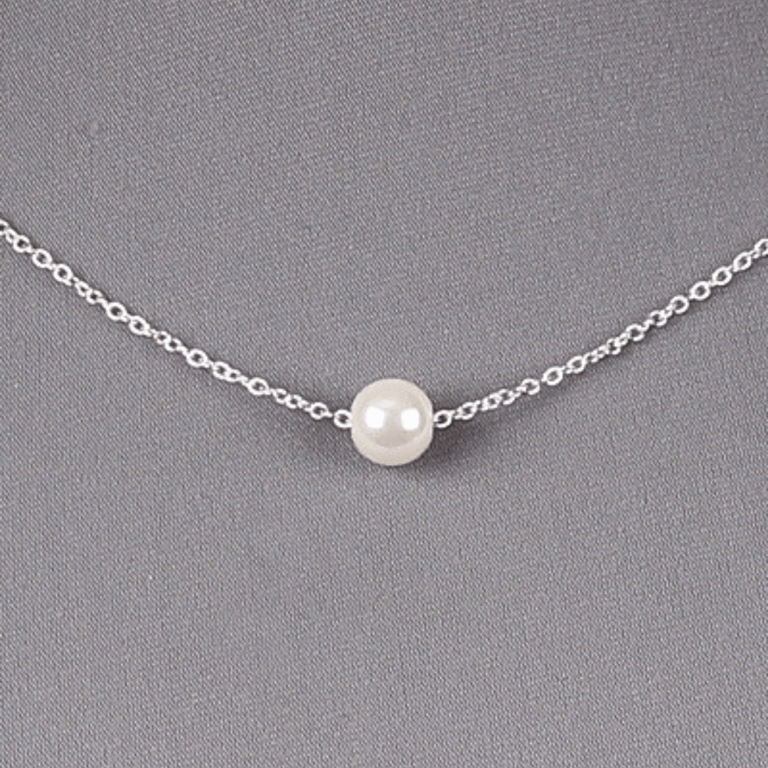 Pearl Necklace Silver Chain Wedding Bridal Bridesmaid Costume Jewelry
