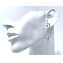 Pink Marbled Resin Circle Hoop Earrings - Costume Jewelry
