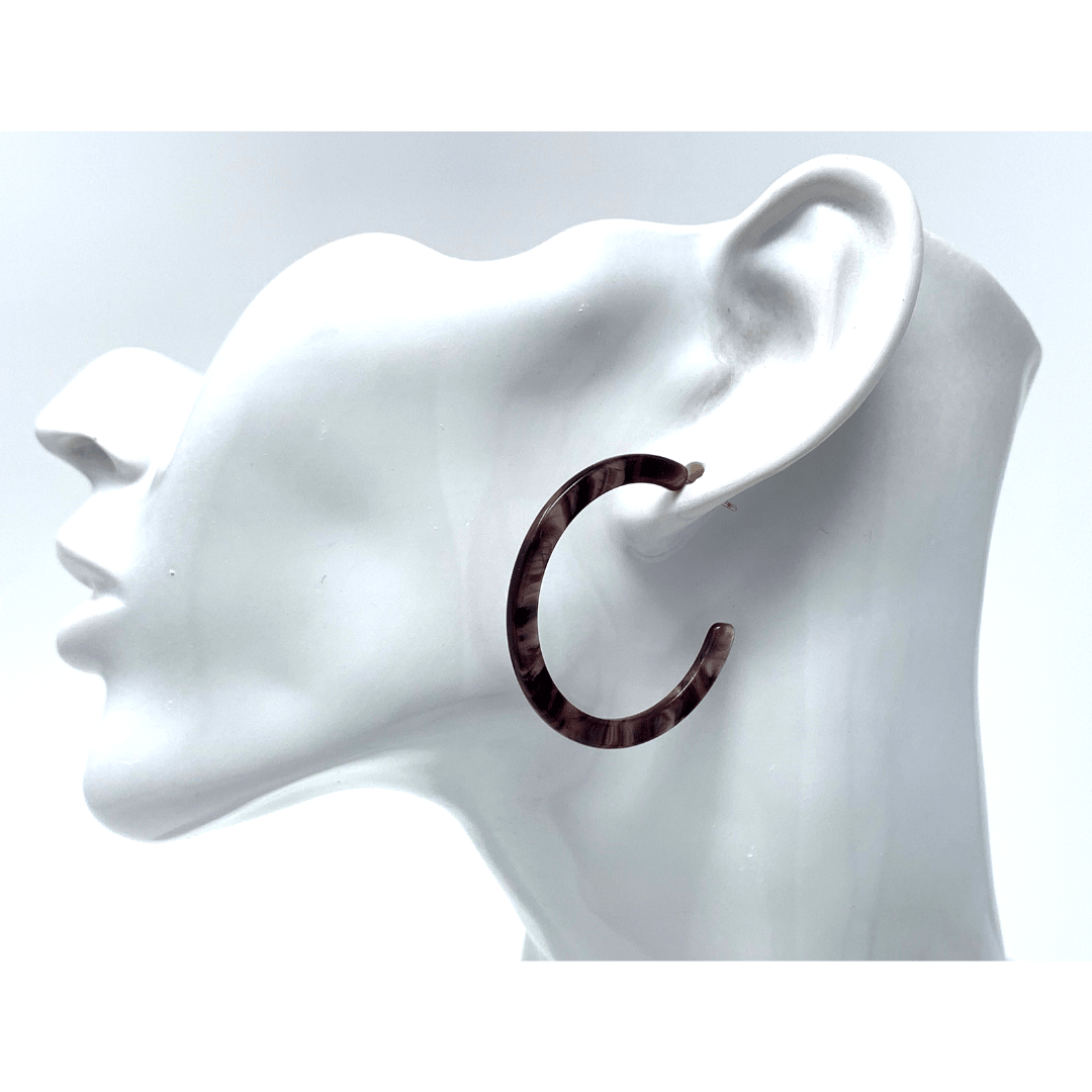 Purple Resin Circle Hoop Earrings - Statement Jewelry