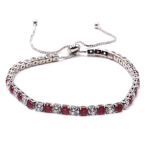 Red &amp; White CZ Slide Bolo Tennis Bracelet In Silver - Women&#39;s Fashion Jewelry
