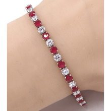 Red &amp; White CZ Slide Bolo Tennis Bracelet In Silver - Women&#39;s Costume Jewelry
