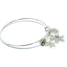 Silver Snowflake Bangle Christmas Bracelet - SeaSpray Jewelry
