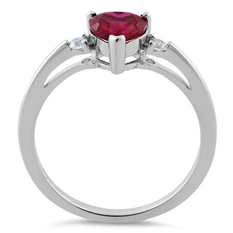 Ruby Heart Cz .925 Sterling Silver Ring For Women - SeaSpray Jewelry
