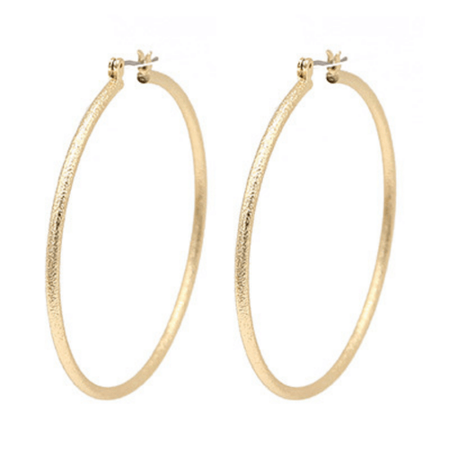 Sand Blast Gold Hoop Earrings For Women - Fashion Jewelry