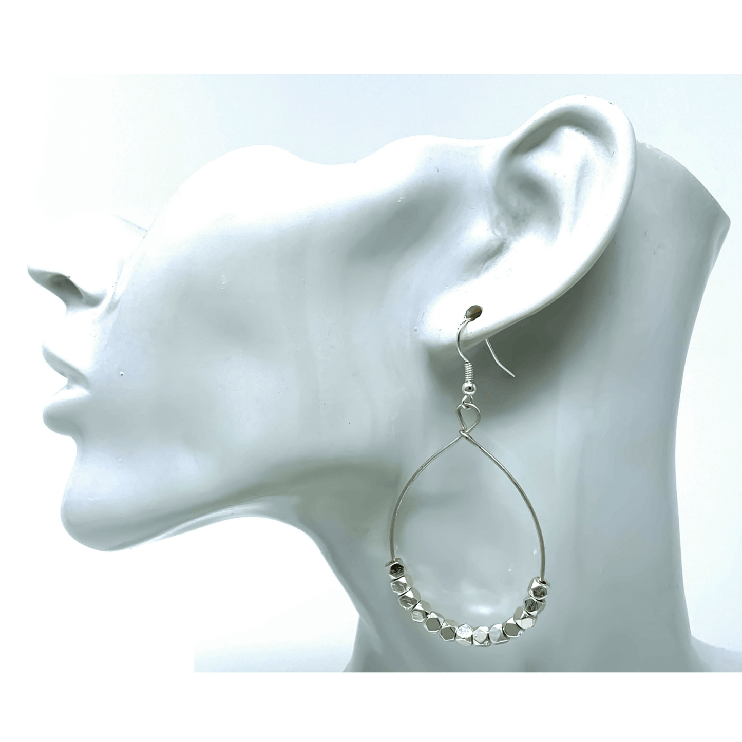 Silver Beaded Earrings - Fashion Teardrop Earrings