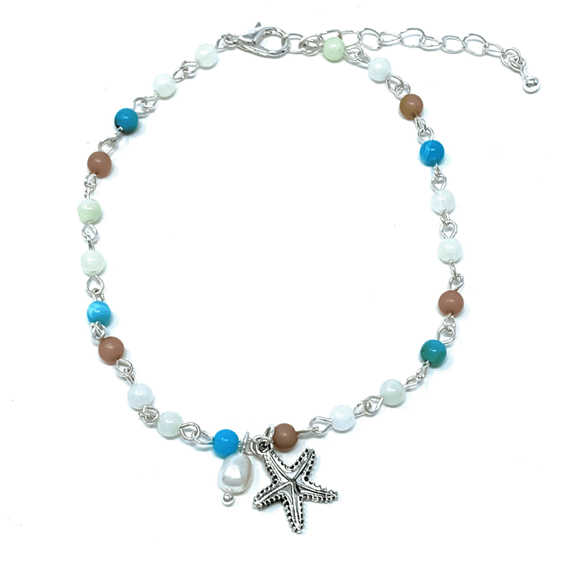 Silver Starfish Beach Anklet