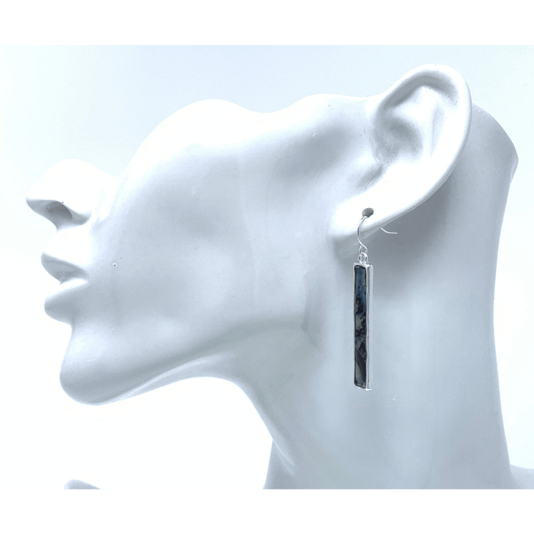 Silver Abalone Bar Dangle Earrings For Women - Fashion Jewelry