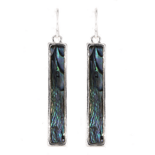 Abalone Bar Dangle Drop Earrings In Silver - Fashion Jewelry