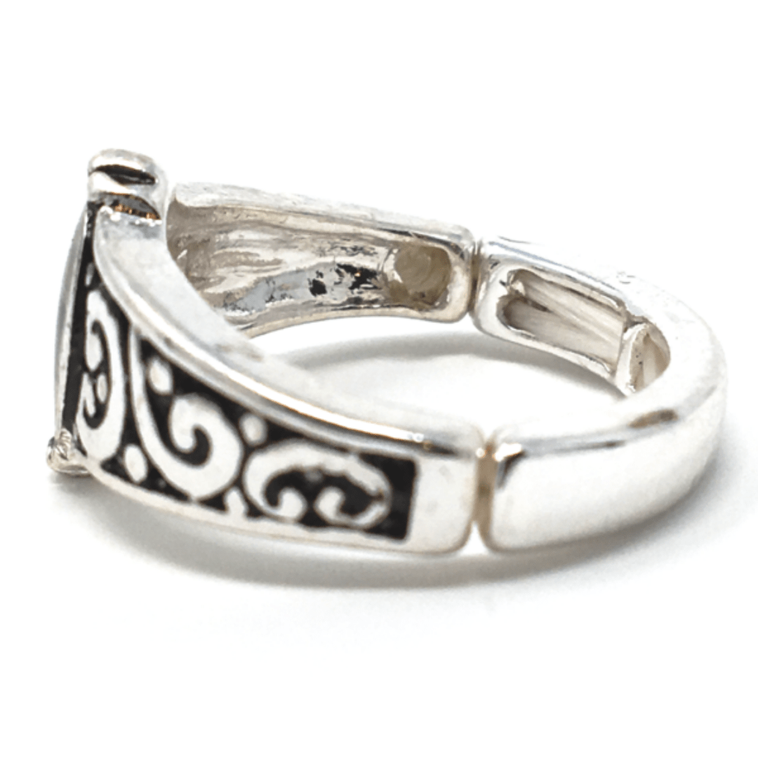 Silver Abalone Stretch Ring For Women - Fashion Jewelry