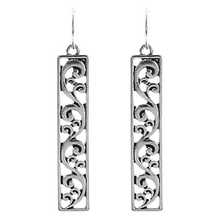 Silver Filigree Bar Rectangle Drop Earrings For Women - Fashion Jewelry
