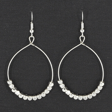 Silver Beaded Teardrop Hoop Dangle Earrings - Women&#39;s Fashion Earrings
