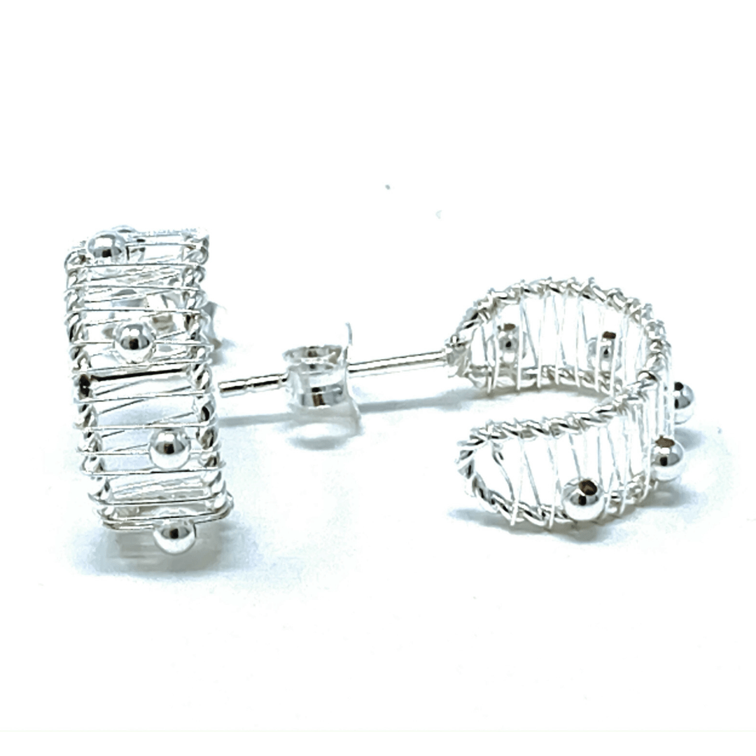 Silver Crescent Half Hoop Earrings - Sterling Silver Jewelry